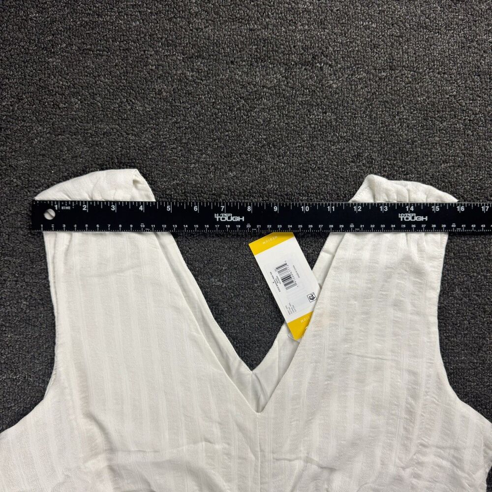 Steve Madden Womens Medium White Sleeveless V Neck Peplum Tie Waist Top NWT - Picture 11 of 13